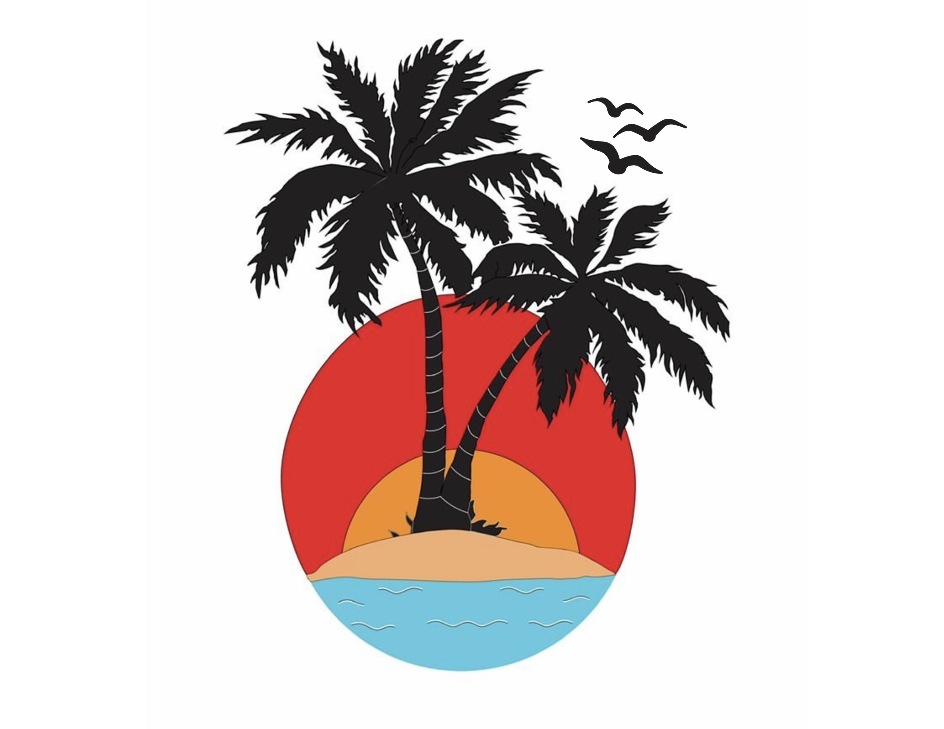 Møcean palm tree sunset logo